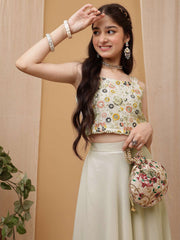 Girls Embroidered Thread Work Ready To Wear Lehenga & Choli