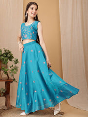 Girls Embroidered Thread Work Ready To Wear Lehenga & Choli