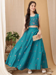 Girls Embroidered Thread Work Ready To Wear Lehenga & Choli