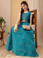 Girls Embroidered Thread Work Ready To Wear Lehenga & Choli