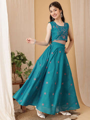 Girls Embroidered Thread Work Ready To Wear Lehenga & Choli