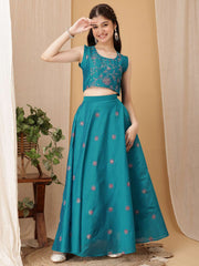 Girls Embroidered Thread Work Ready To Wear Lehenga & Choli