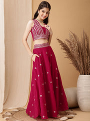 Girls Embroidered Sequinned Ready to Wear Lehenga & Blouse