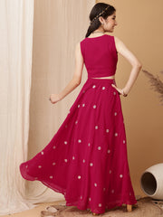 Girls Embroidered Sequinned Ready to Wear Lehenga & Blouse