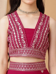 Girls Embroidered Sequinned Ready to Wear Lehenga & Blouse