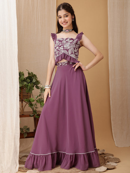 Girls Embroidered Thread Work Ready to Wear Lehenga Choli