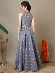 Girls Floral Zari Woven Design Chanderi Cotton Ready To Wear Lehenga & Blouse