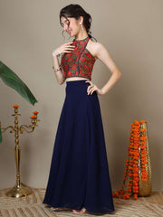 Girls Floral Woven Design Silk Ready To Wear Lehenga & Blouse