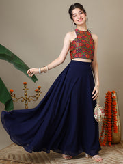 Girls Floral Woven Design Silk Ready To Wear Lehenga & Blouse