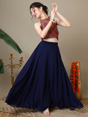 Girls Floral Woven Design Silk Ready To Wear Lehenga & Blouse