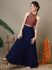 Girls Floral Woven Design Silk Ready To Wear Lehenga & Blouse