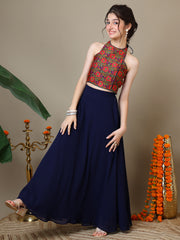Girls Floral Woven Design Silk Ready To Wear Lehenga & Blouse
