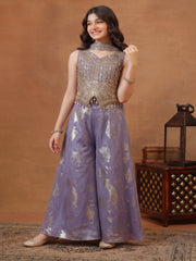 Girls Ethnic Motifs Embroidered Regular Kurta with Palazzos