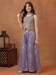 Girls Ethnic Motifs Embroidered Regular Kurta with Palazzos