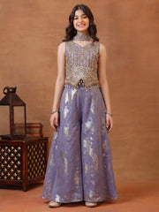 Girls Ethnic Motifs Embroidered Regular Kurta with Palazzos