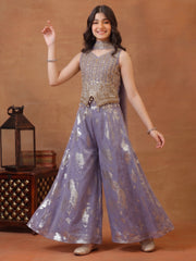 Girls Ethnic Motifs Embroidered Regular Kurta with Palazzos
