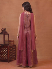 Girls Ethnic Motifs Embroidered Regular Sequinned Kurti with Palazzos & With Dupatta