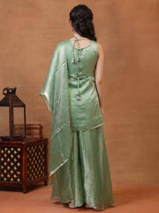 Girls Ethnic Motifs Embroidered Regular Kurta with Sharara & With Dupatta