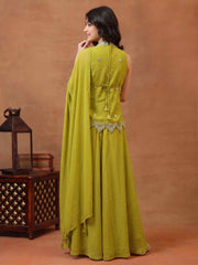 Girls Ethnic Motifs Embroidered Regular Mirror Work Kurta with Palazzos & With Dupatta