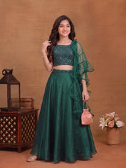 Girls Embroidered Mirror Work Ready to Wear Lehenga