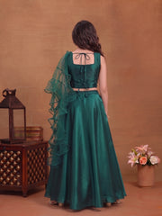 Girls Embroidered Mirror Work Ready to Wear Lehenga