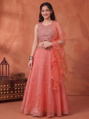 Girls Embellished Sequinned Ready to Wear Lehenga