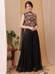 Girls Floral Embroidered Regular Thread Work Kurti with Palazzos & With Dupatta