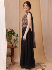 Girls Floral Embroidered Regular Thread Work Kurti with Palazzos & With Dupatta