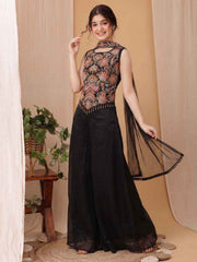 Girls Floral Embroidered Regular Thread Work Kurti with Palazzos & With Dupatta