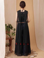 Girls Floral Embroidered Regular Thread Work Kurti with Palazzos & With Dupatta