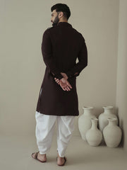 Men Embroidered Regular Thread Work Kurta with Dhoti Pants