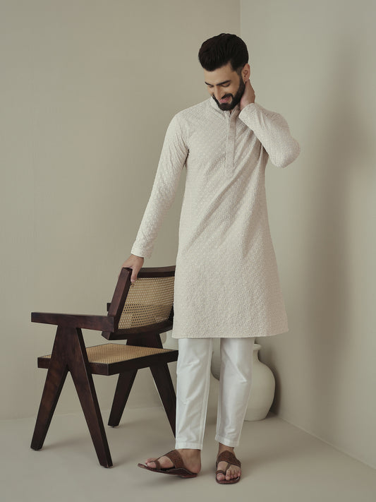 Men Ethnic Motifs Embroidered Regular Thread Work Kurta with Trousers