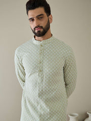 Men Ethnic Motifs Embroidered Regular Thread Work Kurta with Trousers