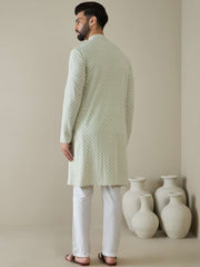 Men Ethnic Motifs Embroidered Regular Thread Work Kurta with Trousers