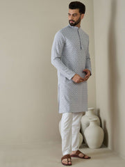 Men Ethnic Motifs Embroidered Regular Thread Work Kurta with Trousers