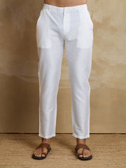 Floral Yoke Design Mandarin Collar Thread Work Straight Kurta With Trousers