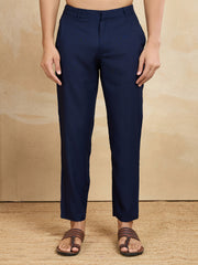 Ethnic Motifs Embroidered Mandarin Collar Sequinned Straight Kurta With Trousers