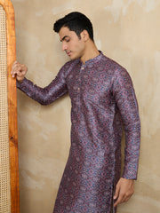Ethnic Motifs Printed Mandarin Collar Straight Kurta With Trousers