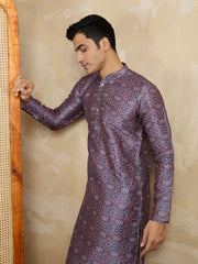 Ethnic Motifs Printed Mandarin Collar Straight Kurta With Trousers