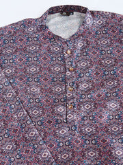 Ethnic Motifs Printed Mandarin Collar Straight Kurta With Trousers