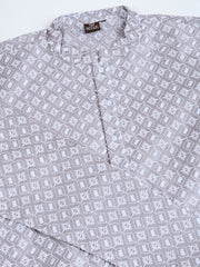 Ethnic Motifs Embroidered Mandarin Collar Thread Work Straight Kurta With Trousers
