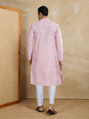 Ethnic Motifs Embroidered Mandarin Collar Thread Work Straight Kurta With Trousers