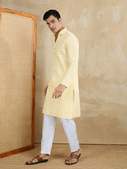 Floral Embroidered Chikankari Shirt Collar Straight Kurta With Trousers