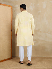 Floral Embroidered Chikankari Shirt Collar Straight Kurta With Trousers