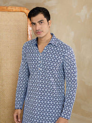 Men Ethnic Motifs Embroidered Regular Chikankari Kurta with Trousers