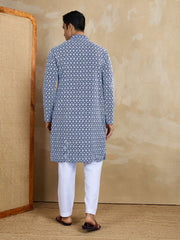 Men Ethnic Motifs Embroidered Regular Chikankari Kurta with Trousers