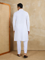 Floral Embroidered Chikankari Shirt Collar Straight Kurta With Trousers
