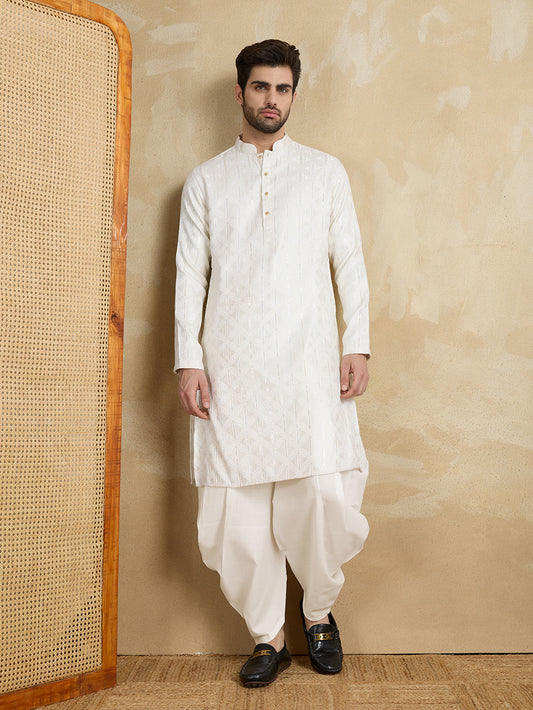 Men Floral Embroidered Kurta with Dhoti Pant