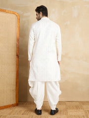 Men Floral Embroidered Kurta with Dhoti Pant