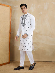 Men Solid Embroidered Kurta with Trousers